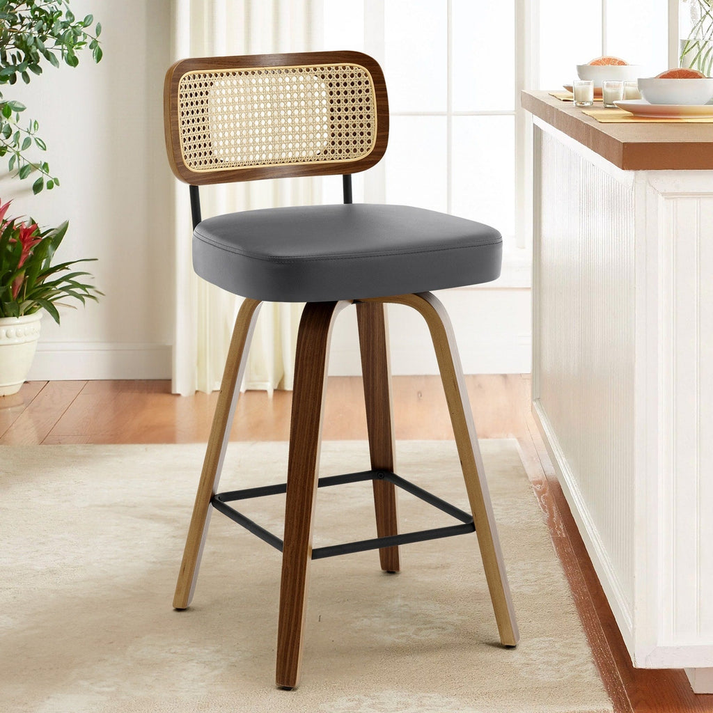 Tabourets de bar pivotants 26/29 avec pieds en bois courbé