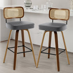 Tabourets de bar pivotants 26/29 avec pieds en bois courbé