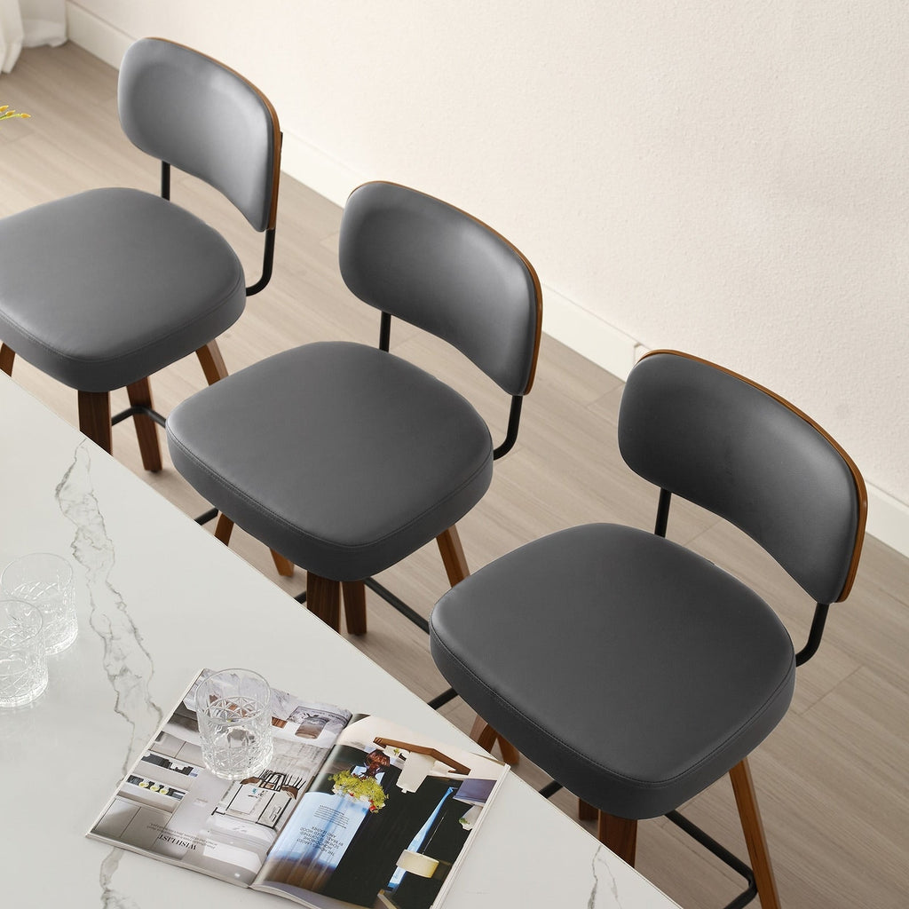 Tabourets de bar pivotants 26/29 avec pieds en bois courbé