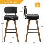 Tabourets de bar pivotants 26/29 avec pieds en bois courbé