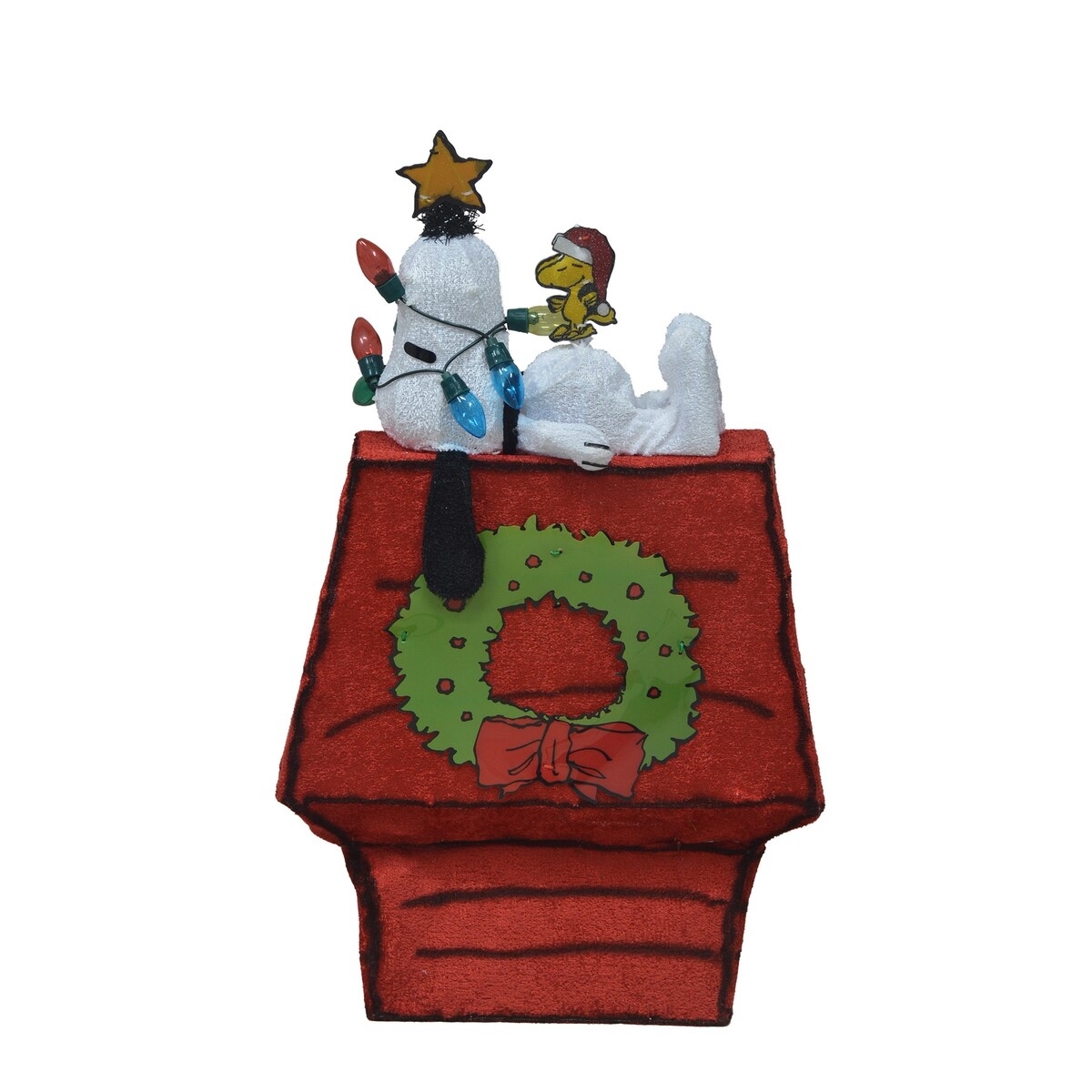26 décorations de jardin pré-éclairées à LED 3D Peanuts représentant Snoopy sur une niche avec étoile
