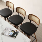 Tabourets de bar pivotants 26/29 avec pieds en bois courbé