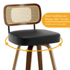 Tabourets de bar pivotants 26/29 avec pieds en bois courbé