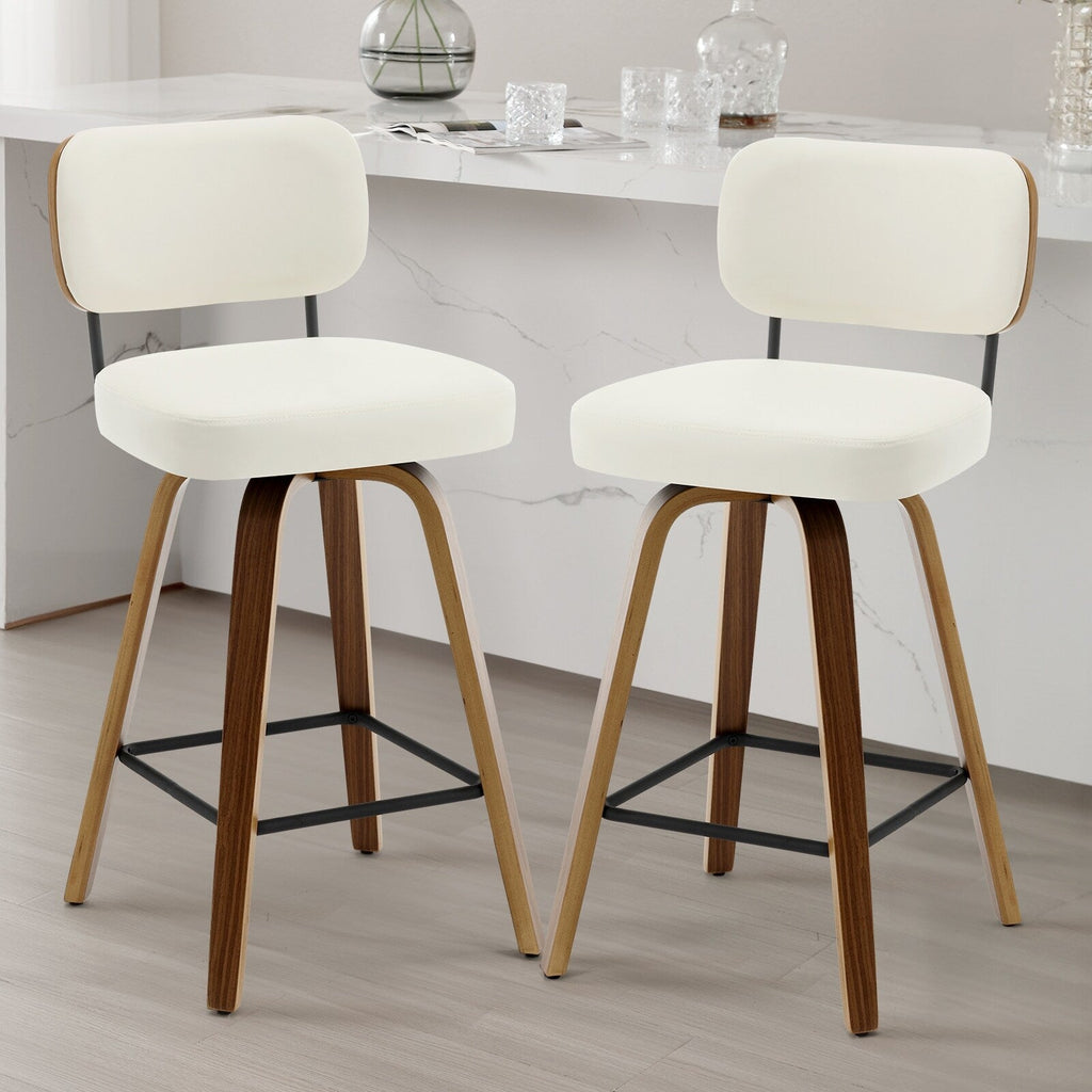 Tabourets de bar pivotants 26/29 avec pieds en bois courbé