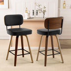 Tabourets de bar pivotants 26/29 avec pieds en bois courbé