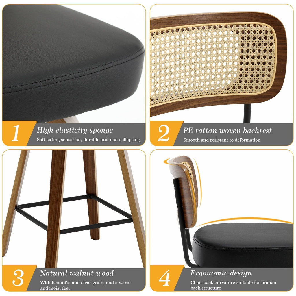 Tabourets de bar pivotants 26/29 avec pieds en bois courbé
