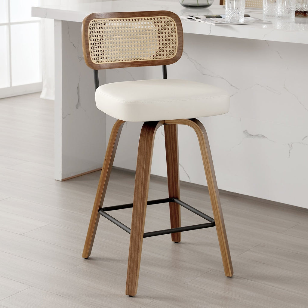 Tabourets de bar pivotants 26/29 avec pieds en bois courbé