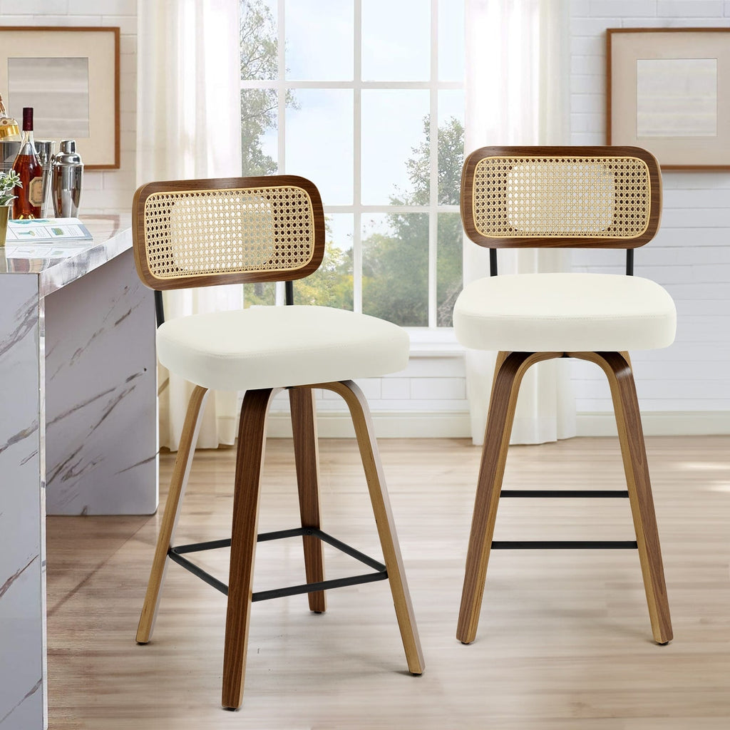 Tabourets de bar pivotants 26/29 avec pieds en bois courbé