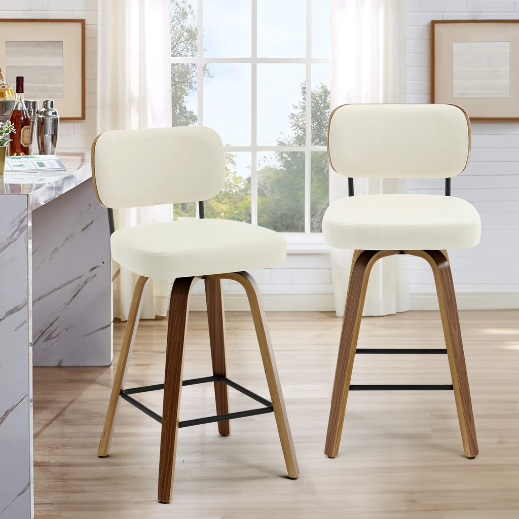 Tabourets de bar pivotants 26/29 avec pieds en bois courbé