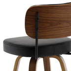 Tabourets de bar pivotants 26/29 avec pieds en bois courbé