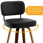 Tabourets de bar pivotants 26/29 avec pieds en bois courbé