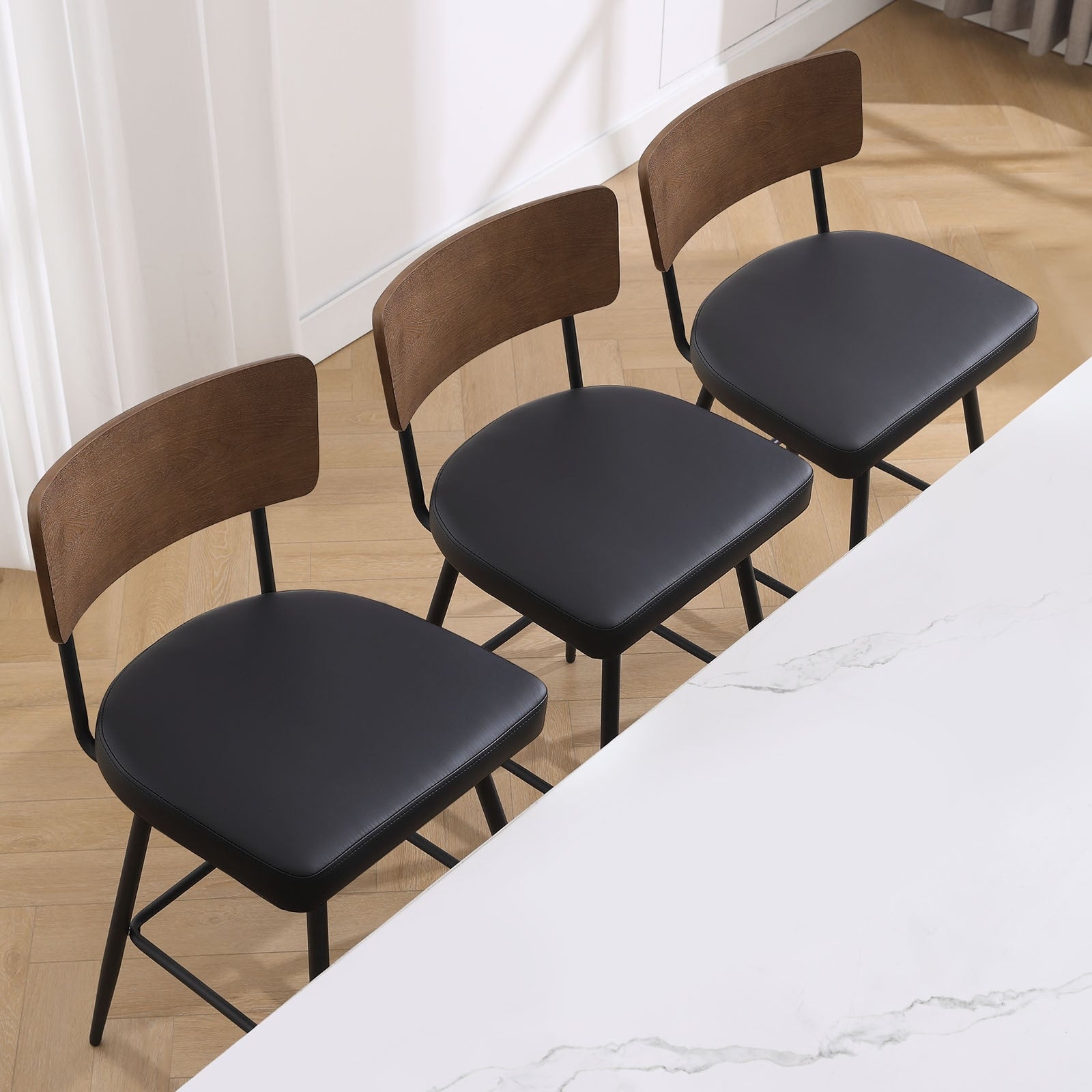 Lot de 2/3/4 tabourets de bar/comptoir pivotants rembourrés en similicuir
