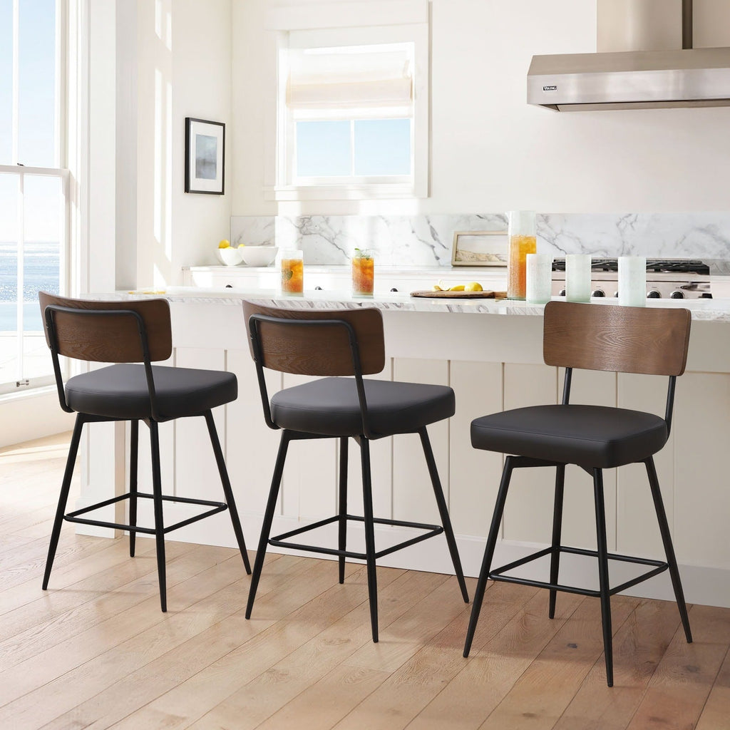 Lot de 2/3/4 tabourets de bar/comptoir pivotants rembourrés en similicuir