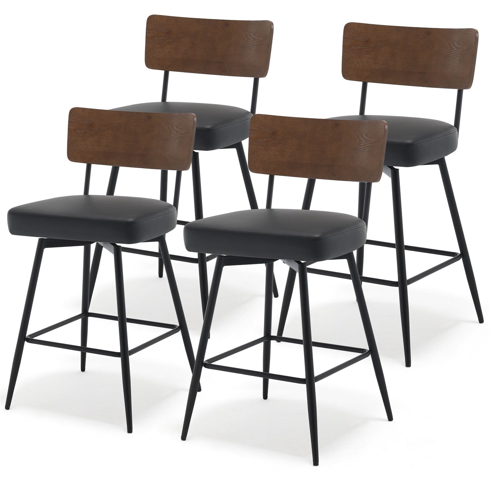 Lot de 2/3/4 tabourets de bar/comptoir pivotants rembourrés en similicuir