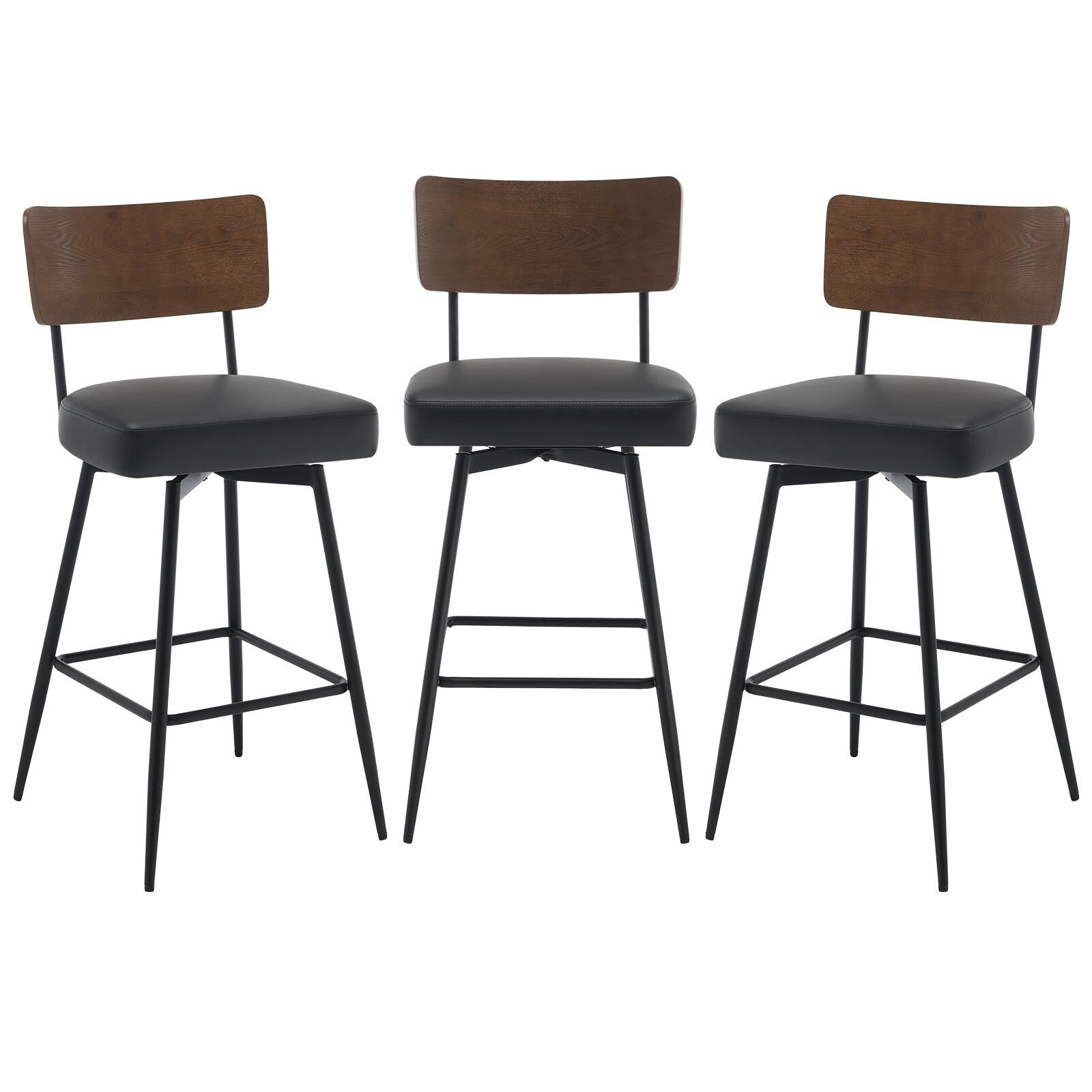 Lot de 2/3/4 tabourets de bar/comptoir pivotants rembourrés en similicuir