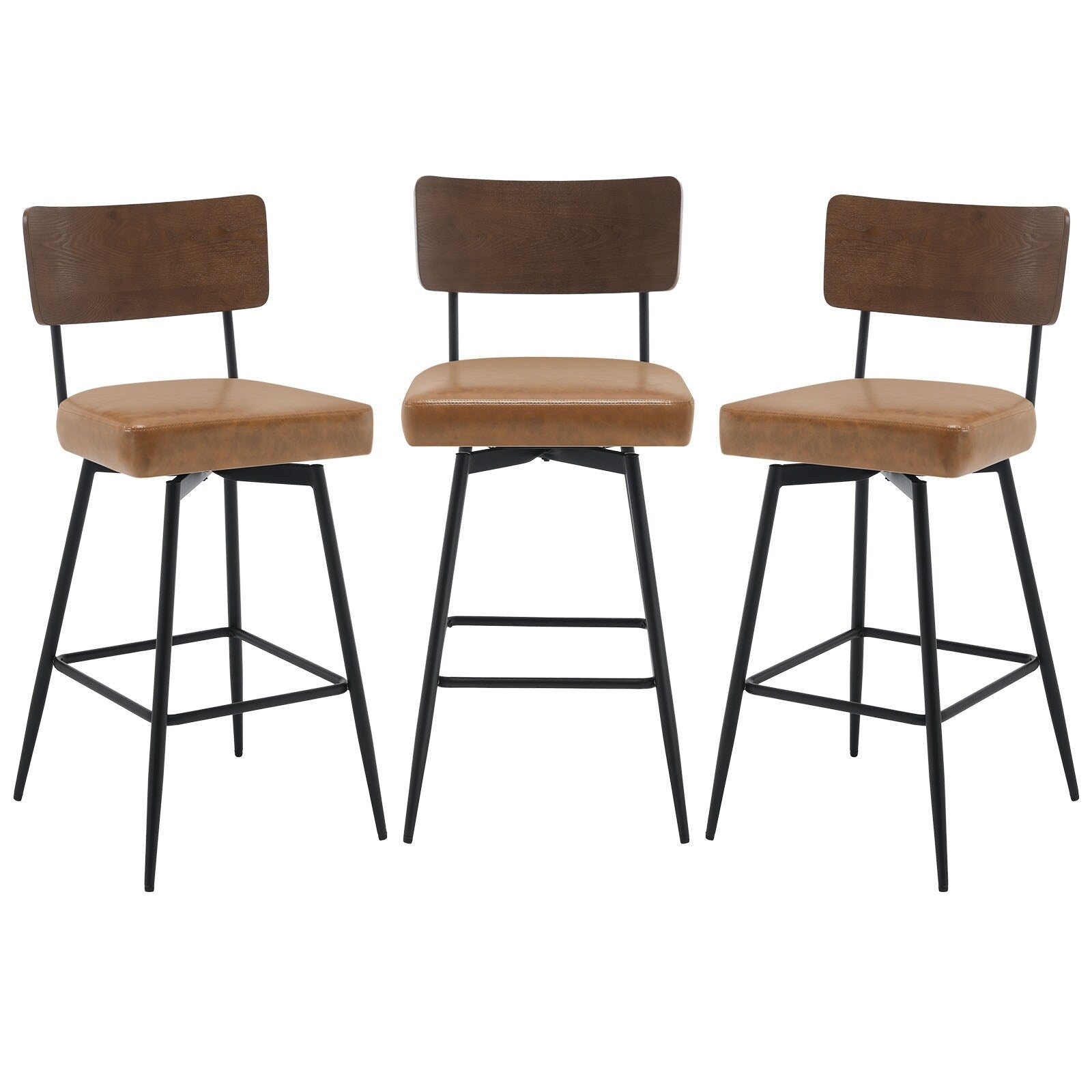 Lot de 2/3/4 tabourets de bar/comptoir pivotants rembourrés en similicuir