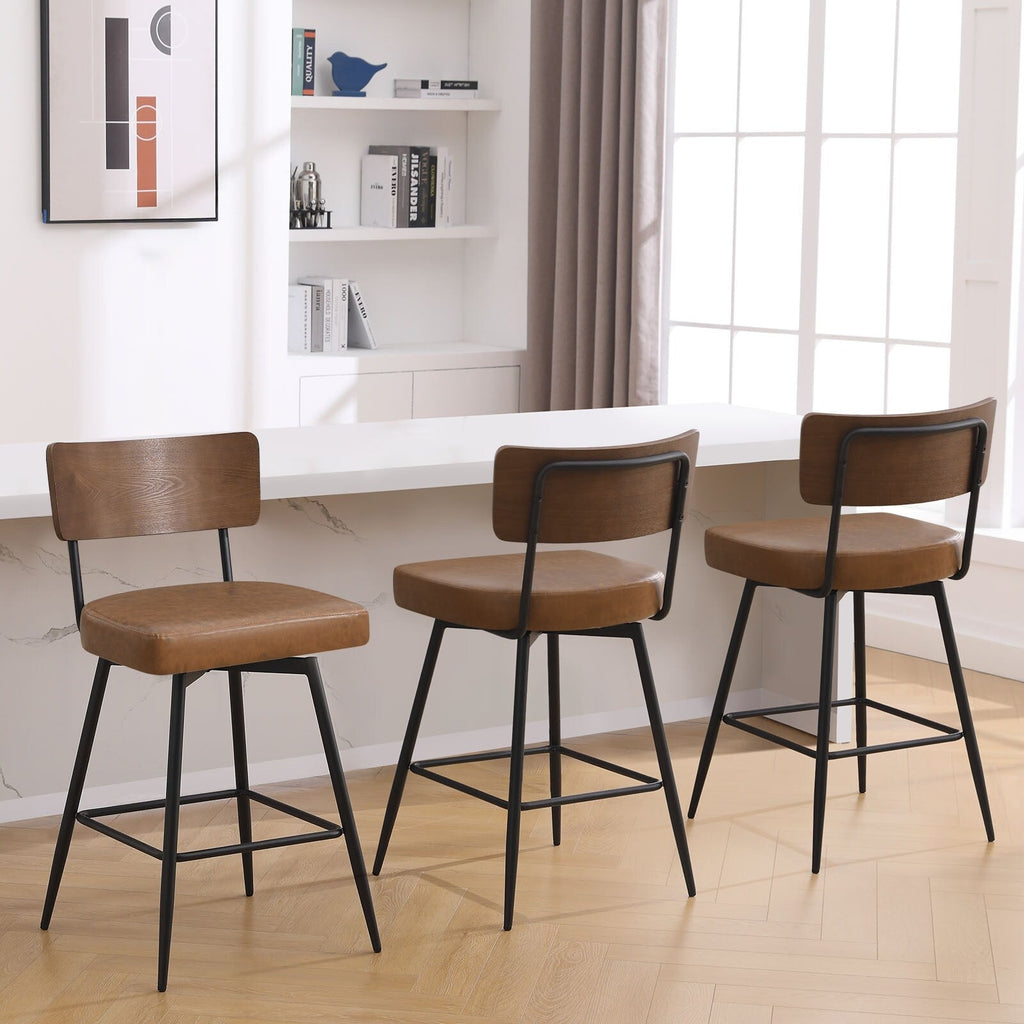 Lot de 2/3/4 tabourets de bar/comptoir pivotants rembourrés en similicuir