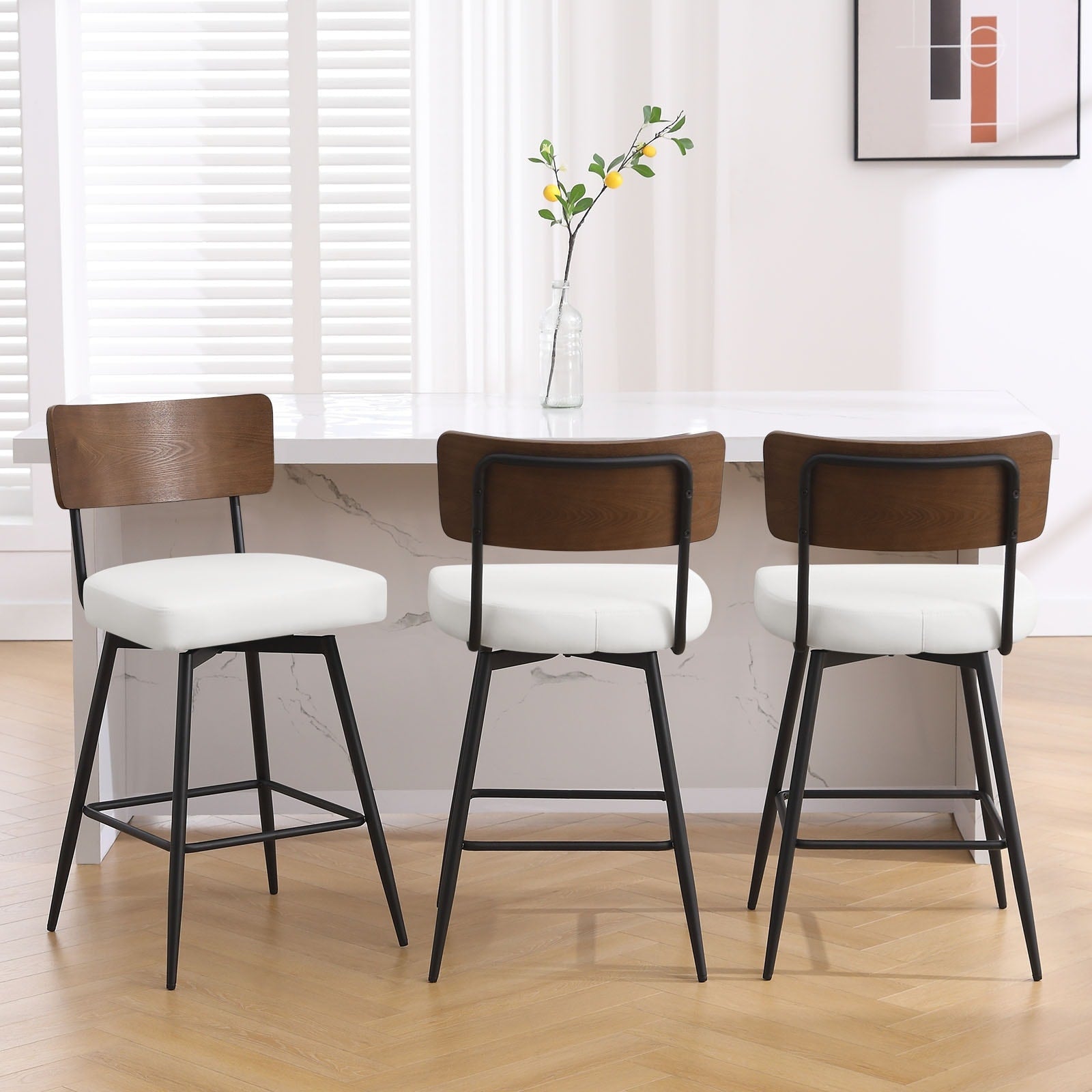 Lot de 2/3/4 tabourets de bar/comptoir pivotants rembourrés en similicuir
