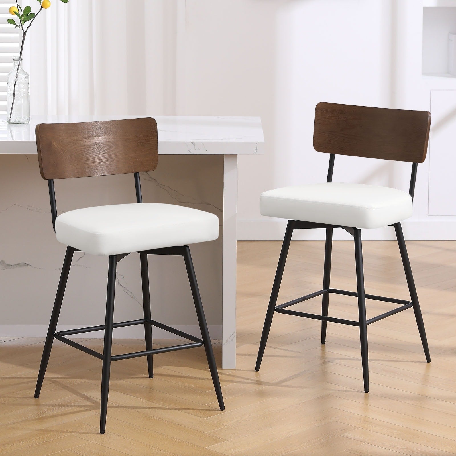 Lot de 2/3/4 tabourets de bar/comptoir pivotants rembourrés en similicuir