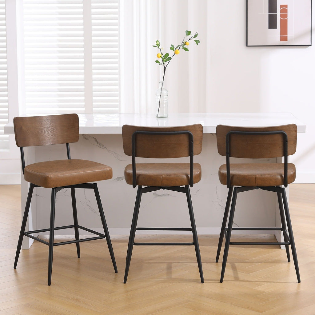 Lot de 2/3/4 tabourets de bar/comptoir pivotants rembourrés en similicuir