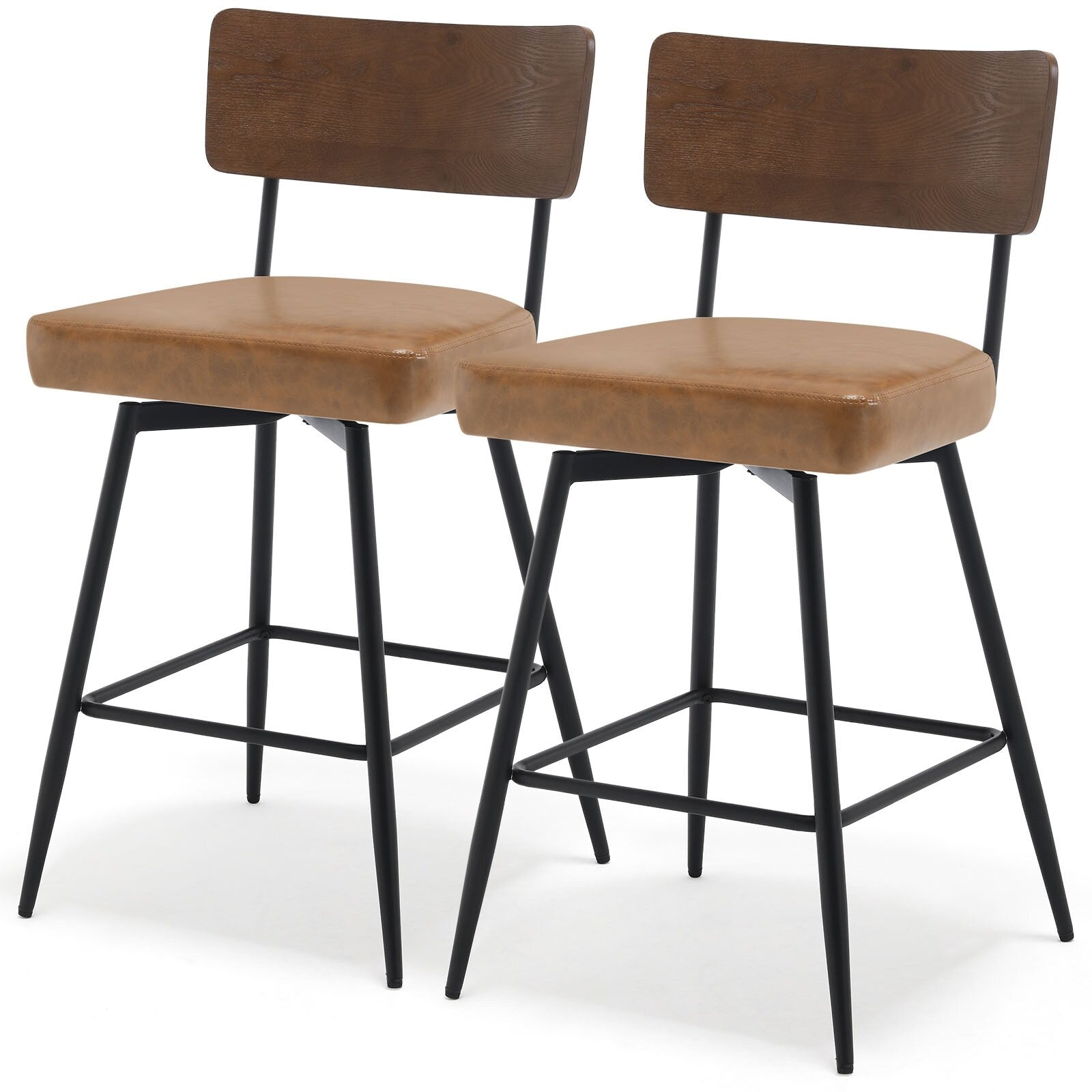 Lot de 2/3/4 tabourets de bar/comptoir pivotants rembourrés en similicuir
