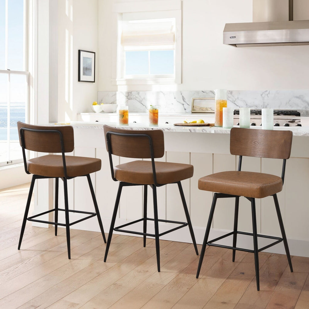 Lot de 2/3/4 tabourets de bar/comptoir pivotants rembourrés en similicuir