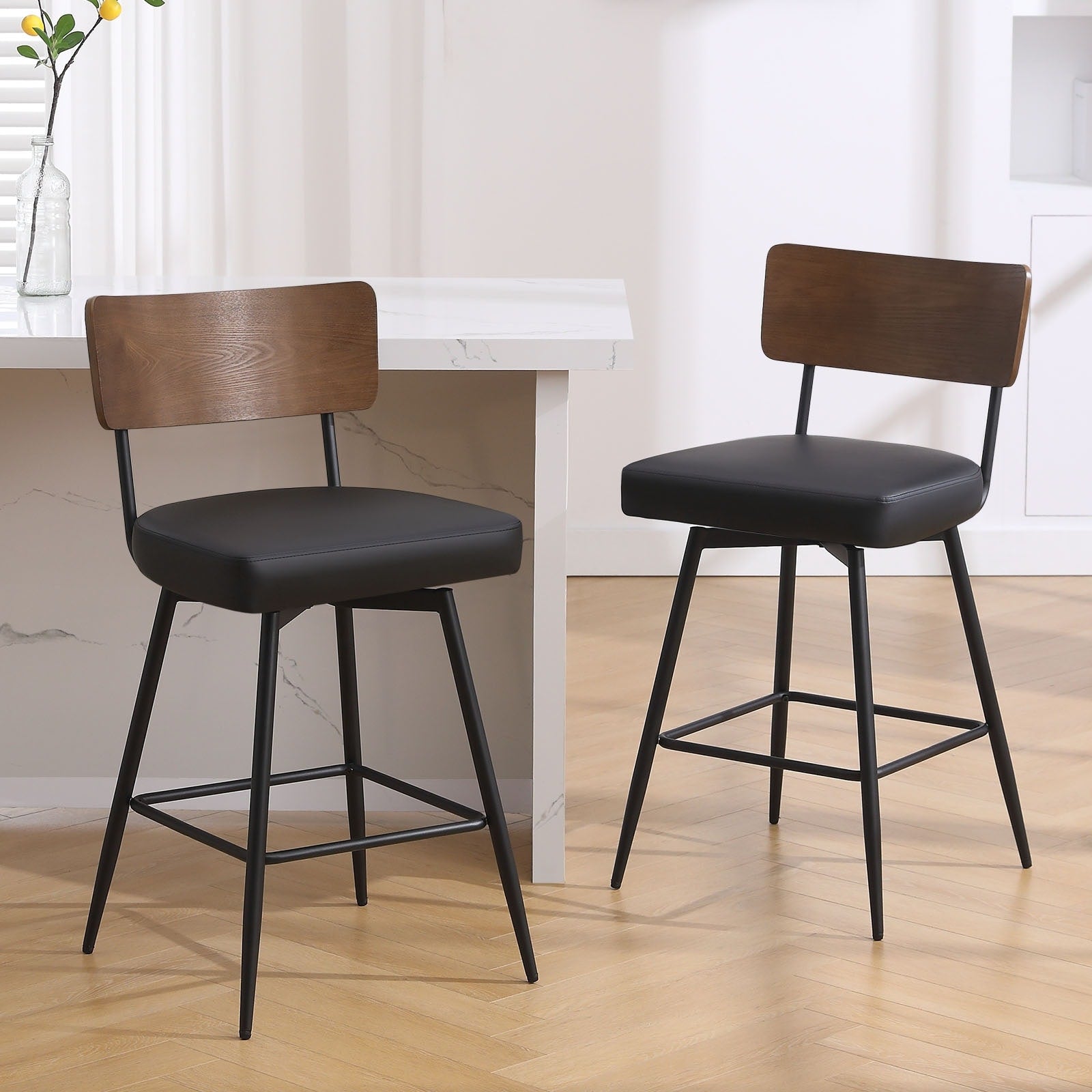 Lot de 2/3/4 tabourets de bar/comptoir pivotants rembourrés en similicuir