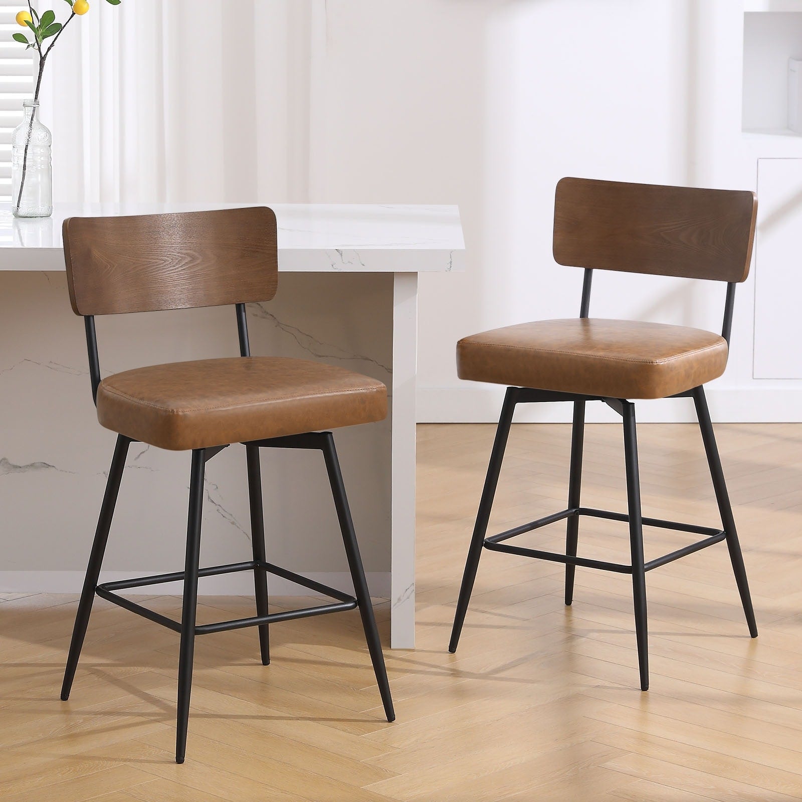 Lot de 2/3/4 tabourets de bar/comptoir pivotants rembourrés en similicuir