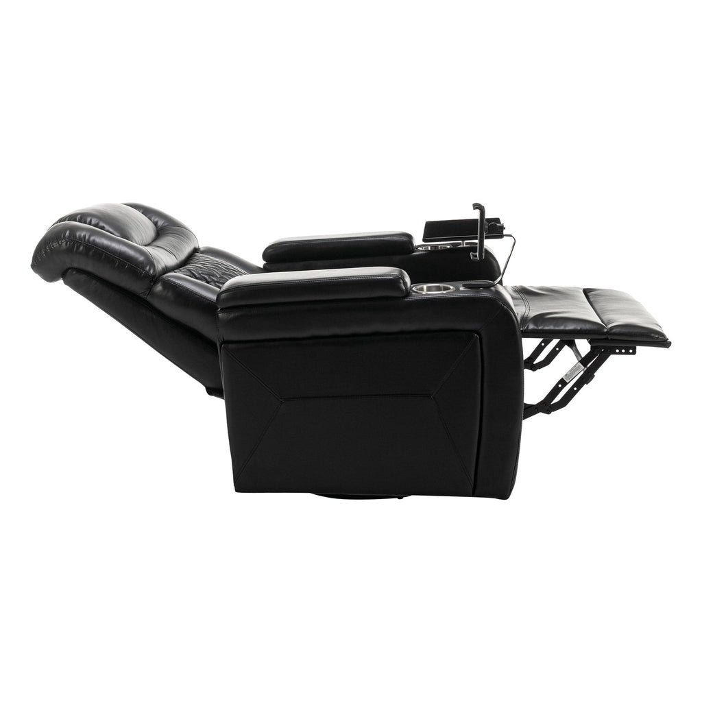Fauteuil inclinable électrique pivotant à 270 degrés en cuir PU, siège individuel, fauteuil inclinable pour home cinéma avec dossier confortable et plateau