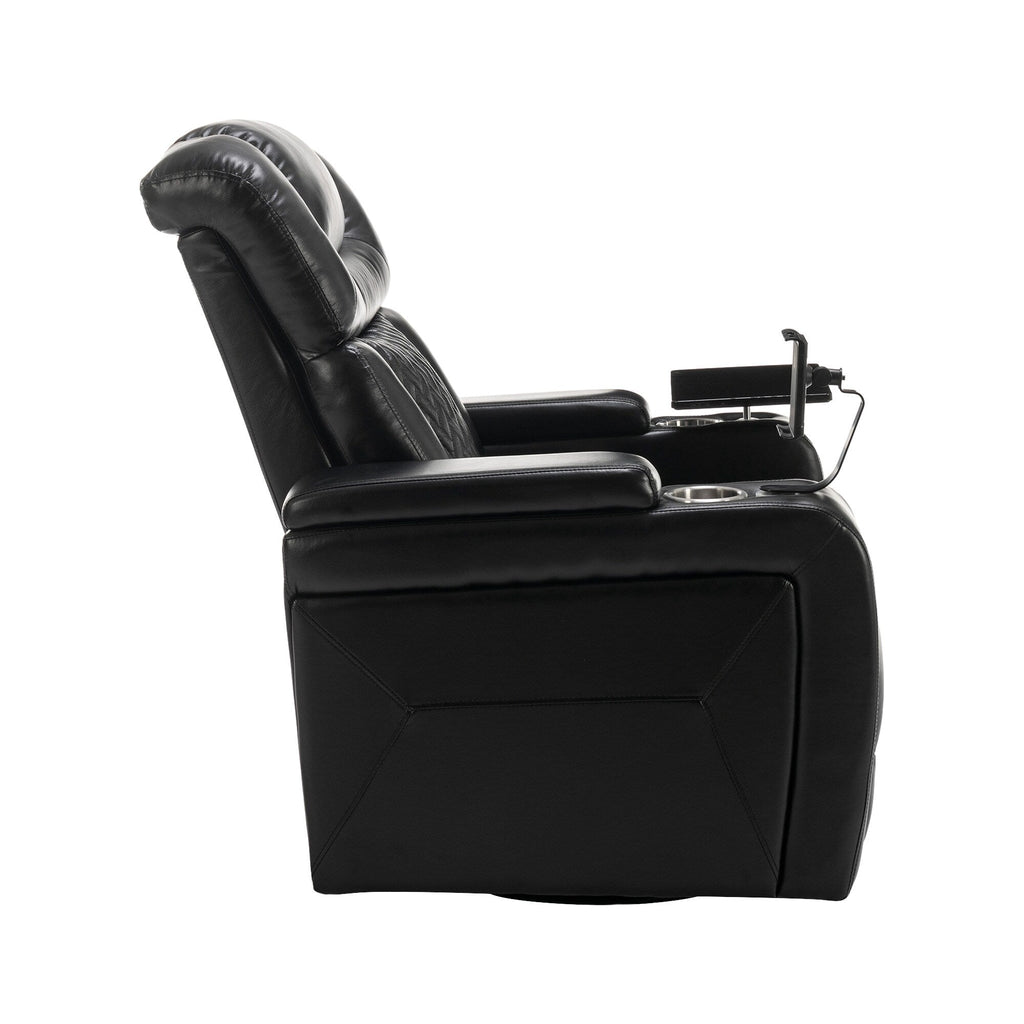 Fauteuil inclinable électrique pivotant à 270 degrés en cuir PU, siège individuel, fauteuil inclinable pour home cinéma avec dossier confortable et plateau