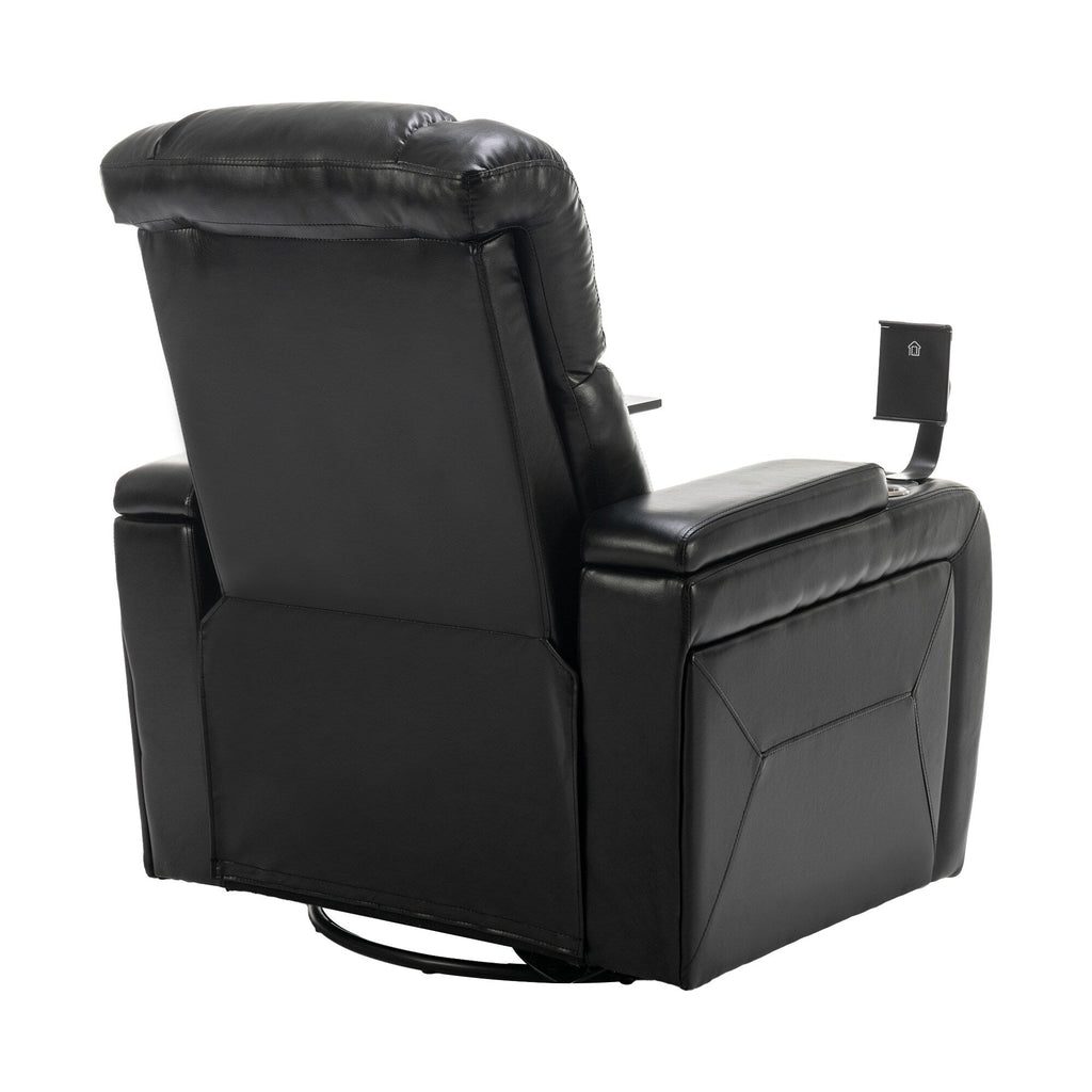 Fauteuil inclinable électrique pivotant à 270 degrés en cuir PU, siège individuel, fauteuil inclinable pour home cinéma avec dossier confortable et plateau