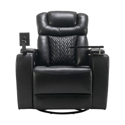 Fauteuil inclinable électrique pivotant à 270°, fauteuil multimédia avec plusieurs plateaux et rangement