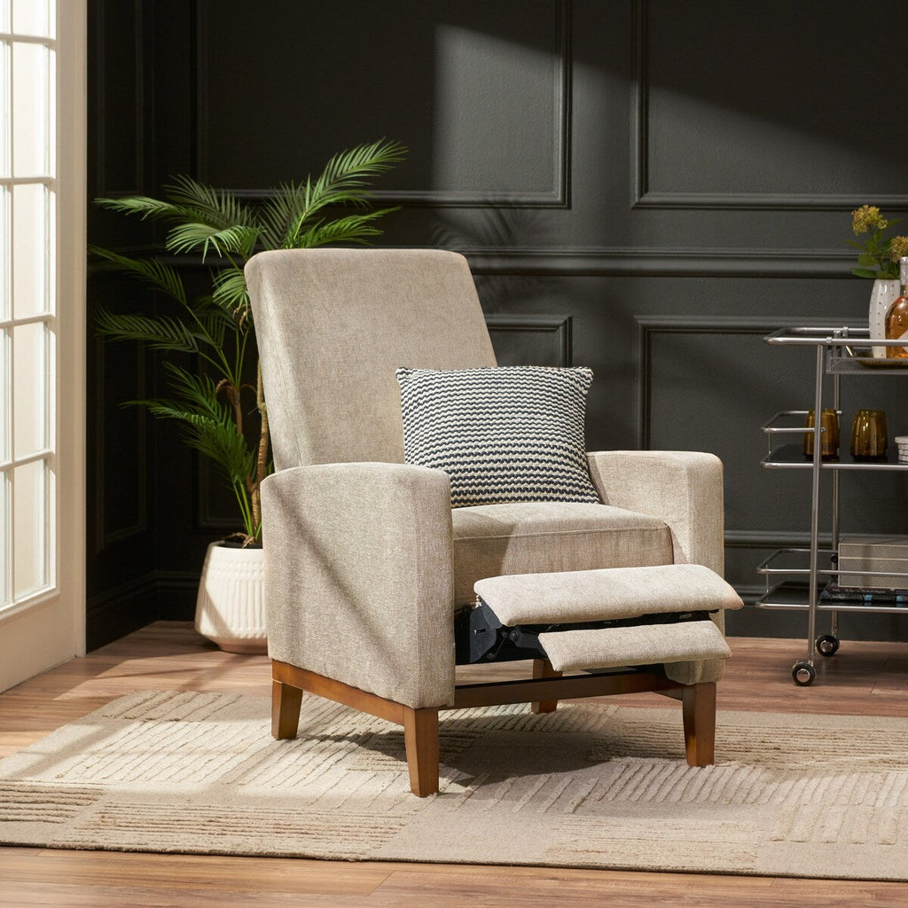 Canapé inclinable classique en bois de 27 po, fauteuil club manuel, rembourré, meuble de salon