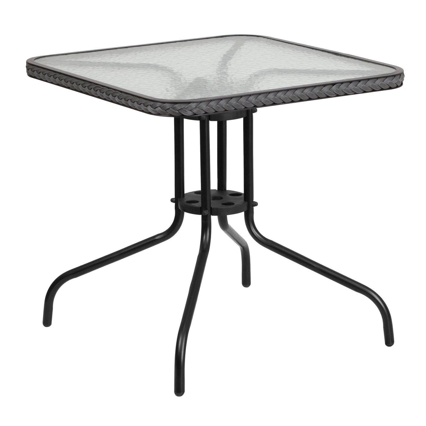 Ensemble de 5 tables carrées et chaises en rotin pour patio intérieur/extérieur - 28 L x 28 P x 28 H