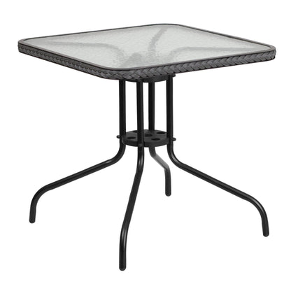 Ensemble de 5 tables carrées et chaises en rotin pour patio intérieur/extérieur - 28 L x 28 P x 28 H