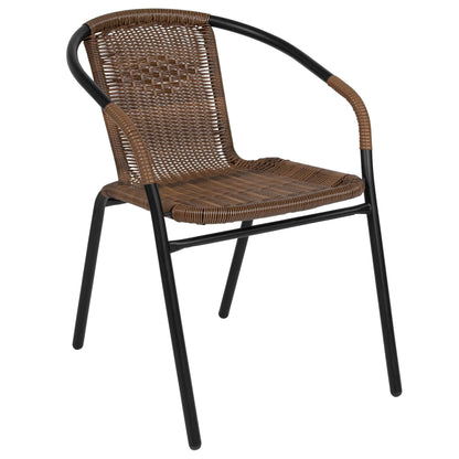 Ensemble de 5 tables carrées et chaises en rotin pour patio intérieur/extérieur - 28 L x 28 P x 28 H