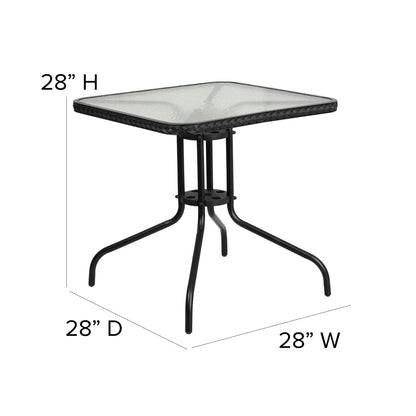 Ensemble de 5 tables carrées et chaises en rotin pour patio intérieur/extérieur - 28 L x 28 P x 28 H