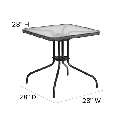 Ensemble de 5 tables carrées et chaises en rotin pour patio intérieur/extérieur - 28 L x 28 P x 28 H