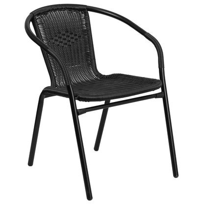 Ensemble de 5 tables carrées et chaises en rotin pour patio intérieur/extérieur - 28 L x 28 P x 28 H