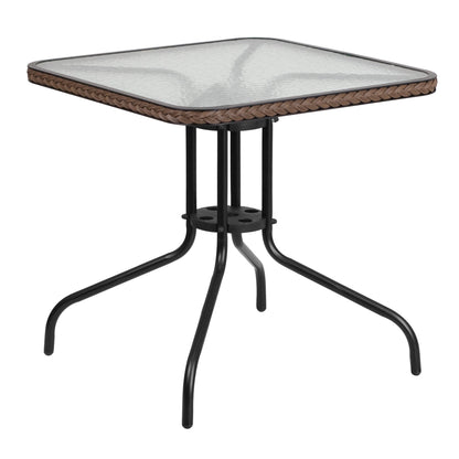 Ensemble de 5 tables carrées et chaises en rotin pour patio intérieur/extérieur - 28 L x 28 P x 28 H