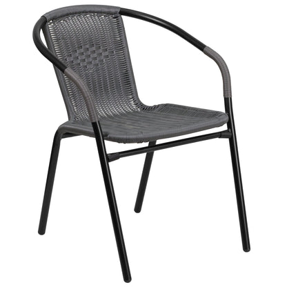 Ensemble de 5 tables carrées et chaises en rotin pour patio intérieur/extérieur - 28 L x 28 P x 28 H