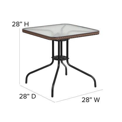 Ensemble de 5 tables carrées et chaises en rotin pour patio intérieur/extérieur - 28 L x 28 P x 28 H