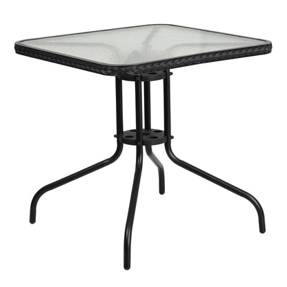 Ensemble de 5 tables carrées et chaises en rotin pour patio intérieur/extérieur - 28 L x 28 P x 28 H