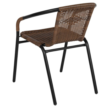 Ensemble de 5 tables carrées et chaises en rotin pour patio intérieur/extérieur - 28 L x 28 P x 28 H