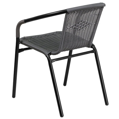 Ensemble de 5 tables carrées et chaises en rotin pour patio intérieur/extérieur - 28 L x 28 P x 28 H