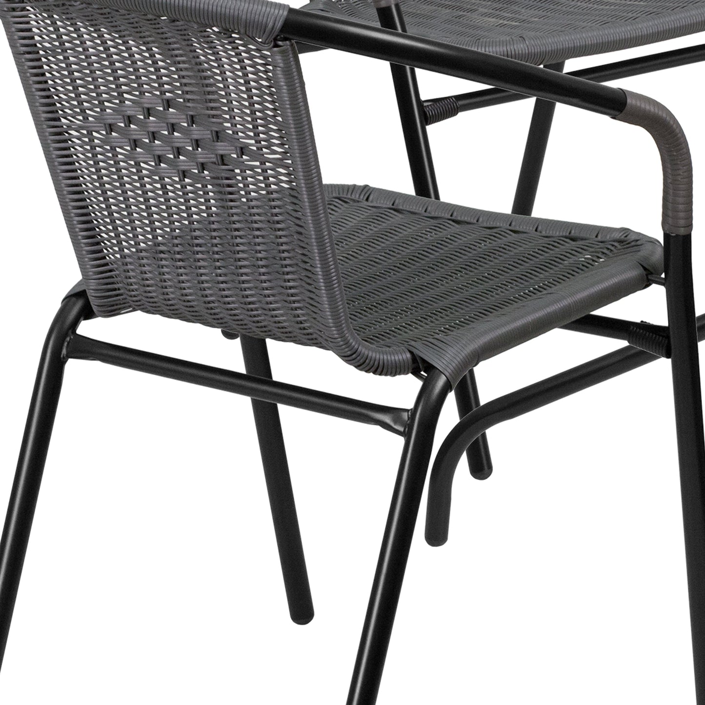Ensemble de 5 tables carrées et chaises en rotin pour patio intérieur/extérieur - 28 L x 28 P x 28 H