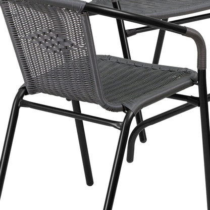 Ensemble de 5 tables carrées et chaises en rotin pour patio intérieur/extérieur - 28 L x 28 P x 28 H