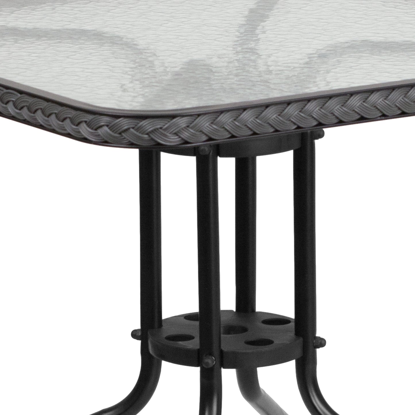 Ensemble de 5 tables carrées et chaises en rotin pour patio intérieur/extérieur - 28 L x 28 P x 28 H