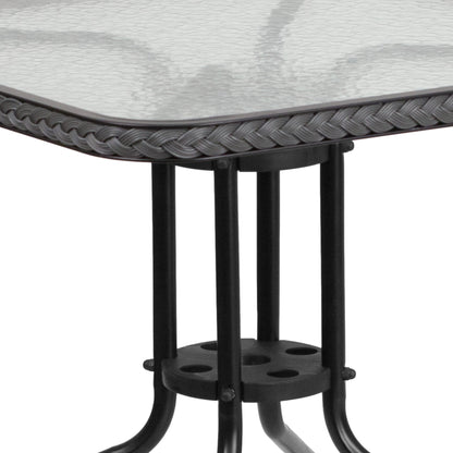 Ensemble de 5 tables carrées et chaises en rotin pour patio intérieur/extérieur - 28 L x 28 P x 28 H