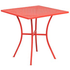 Ensemble de table de patio carrée en acier de 28 po pour intérieur et extérieur avec 2 chaises à dossier carré